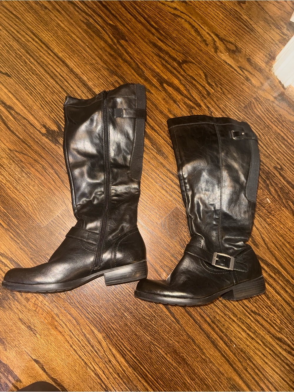 Women's Black Leather Mid-Calf Riding Boots Jax 7.5